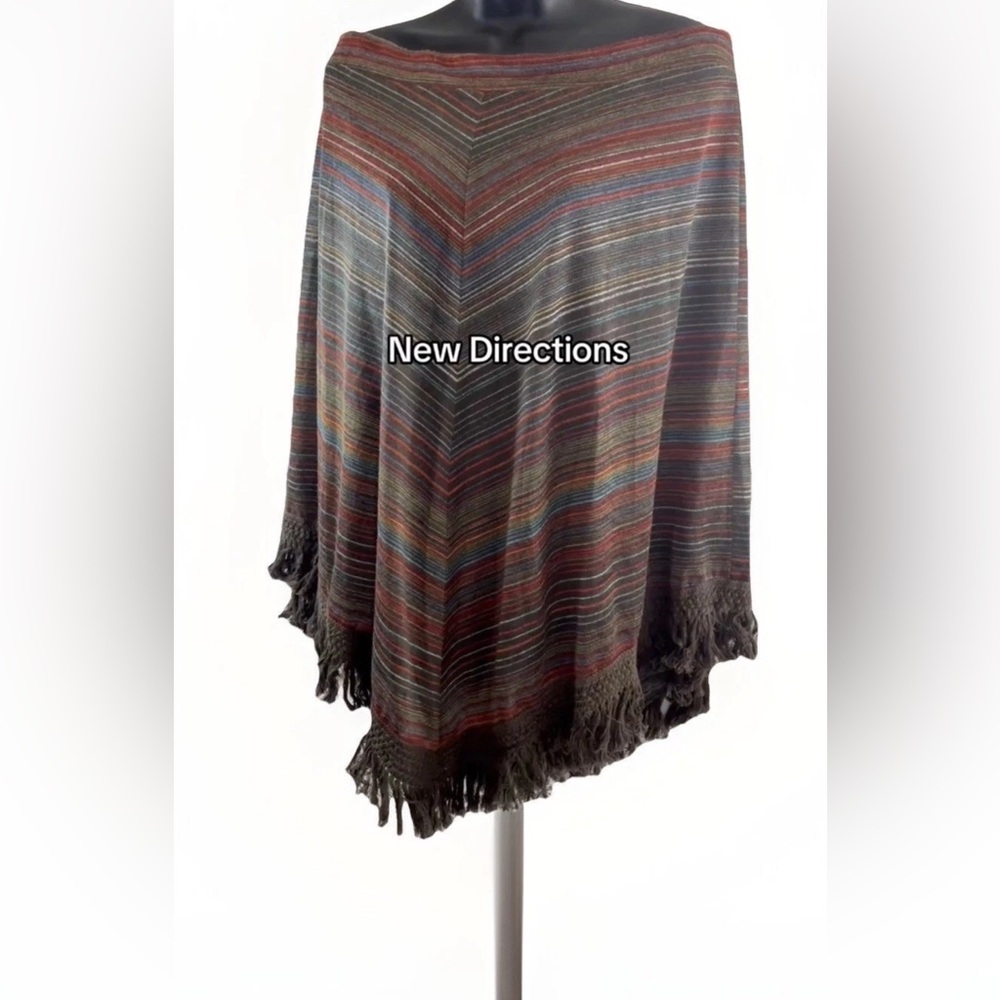 New Directions Striped Multicolor Skirt with Fringe